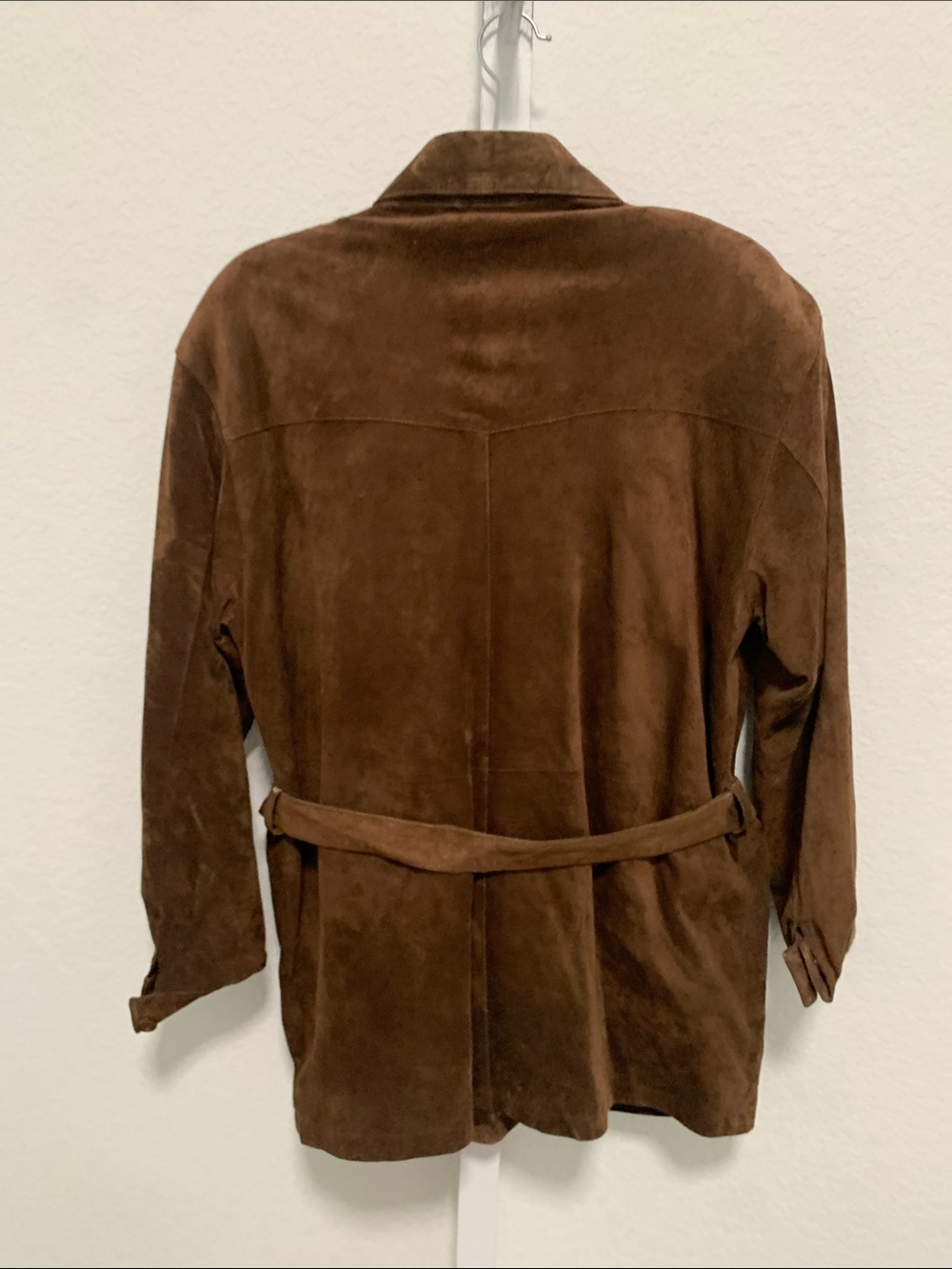 Vintage Laura Leigh Brown Genuine Suede Long Belted Jacket - Picture 5 of 7